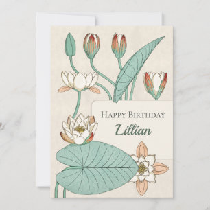 Verneuil Water lily 1896 CC1200 Floral birthday Card