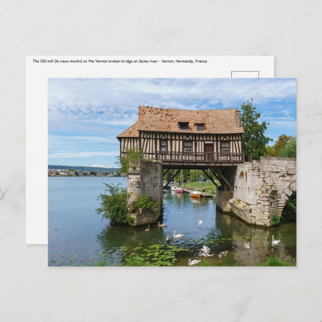 Vernon Old mill (vieux moulin) - Normandy, France Postcard (Front/Back)