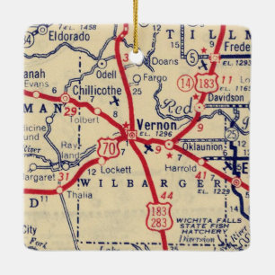 Vernon TX 1941 Map Ceramic Ornament