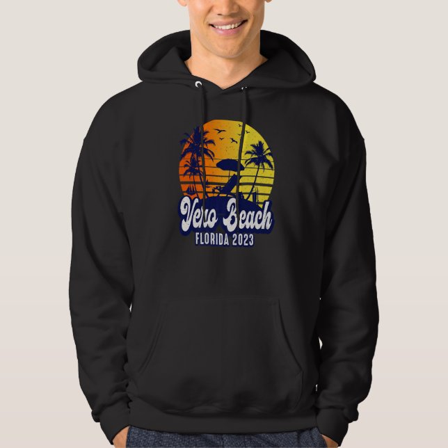 Vero Beach 2023 Florida Sunset Beach Retro Premium Hoodie (Front)
