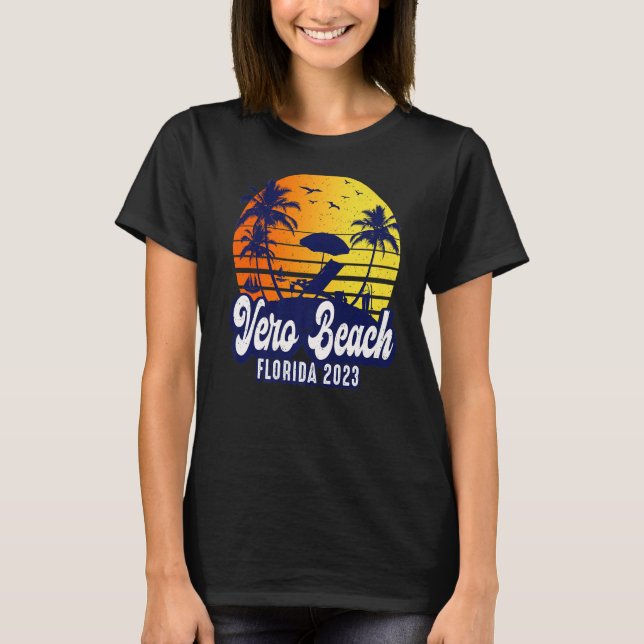 Vero Beach 2023 Florida Sunset Beach Retro Premium T-Shirt (Front)
