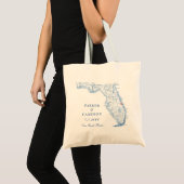 Vero Beach FL Map Elegant Navy Blue Wedding Favour Tote Bag (Front (Product))