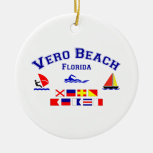 Vero Beach FL Signal Flags Ceramic Tree Decoration