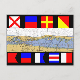 Vero Beach, Florida Nautical Chart Signal Flags Postcard
