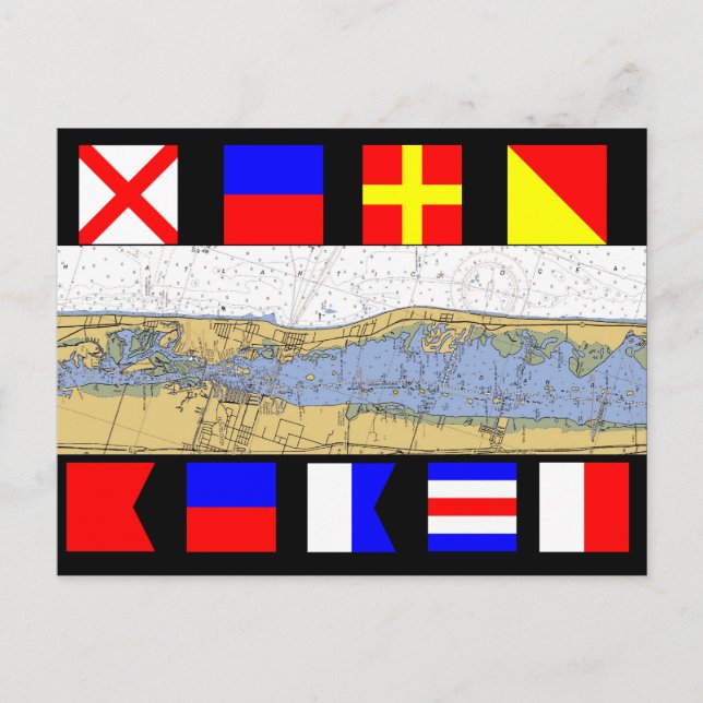 Vero Beach, Florida Nautical Chart Signal Flags Postcard (Front)