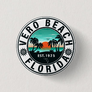 Vero Beach Florida Palm Tree Retro Sunset 60s 3 Cm Round Badge