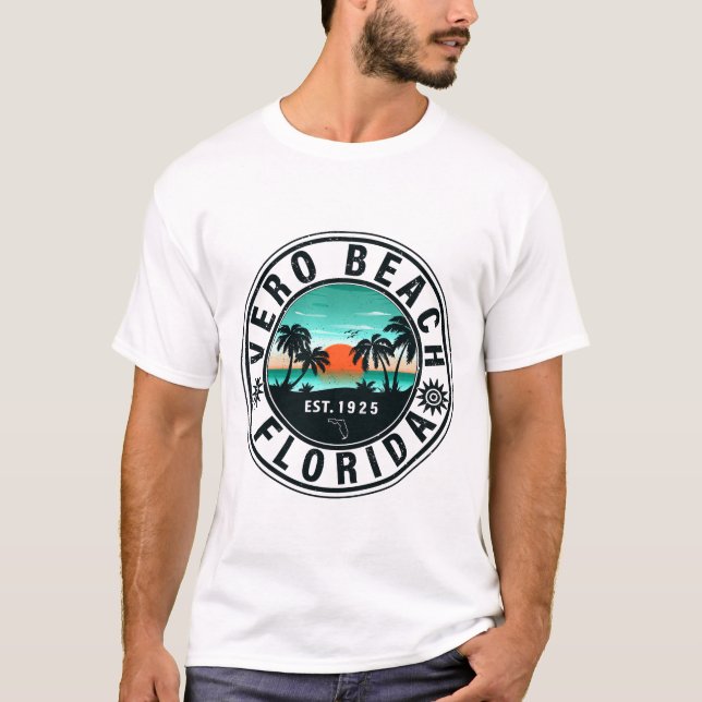 Vero Beach Florida Palm Tree Retro Sunset 60s T-Shirt (Front)