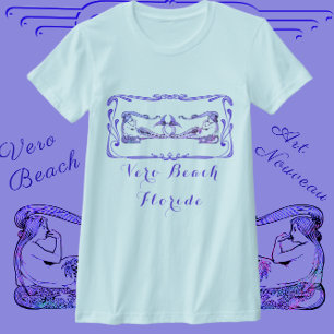 Vero Beach Florida Pretty Art Deco Mermaids T-Shirt