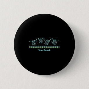 Vero Beach Florida Retro Sea Blue Tribal Turtle 6 Cm Round Badge