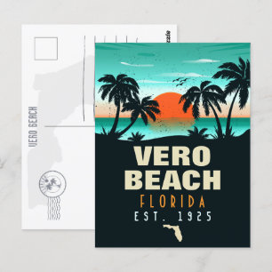 Vero Beach Florida Retro Sunset Souvenirs 60s Postcard