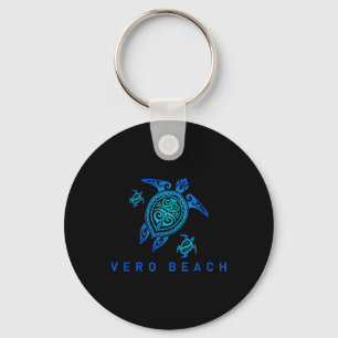 Vero Beach Florida Sea Blue Tribal Turtle Key Ring