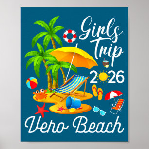 Vero Beach Florida Summer Tropical Illustration Poster