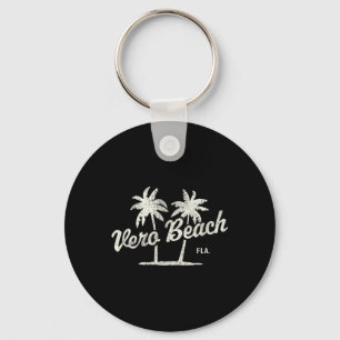 Vero Beach Florida Vintage 70s Palm Trees Graphic Key Ring