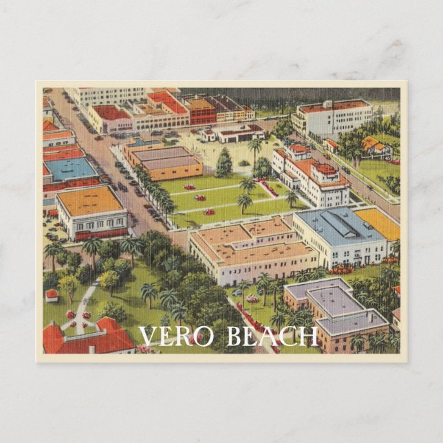 Vero Beach, Florida vintage downtown scene Postcard (Front)