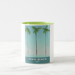 Vero Beach Florida vintage travel poster Two-Tone Coffee Mug