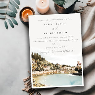 Verona Adige River Italy Watercolor Couples Shower Invitation