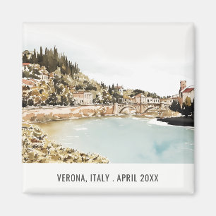 Verona Adige River Italy Watercolor Italian Travel Magnet