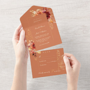Verona Autumn Sunset Tracery Wedding All In One Invitation