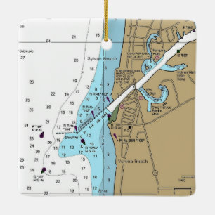 Verona Beach Lake Oneida Chart Ceramic Ornament