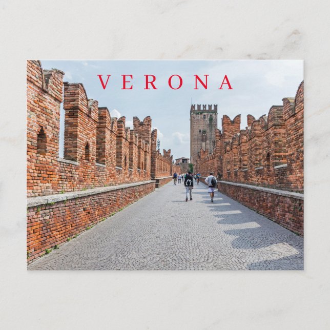 Verona Castelvecchio Bridge walkway view postcard (Front)