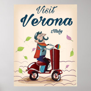 Verona Italian scooter travel poster