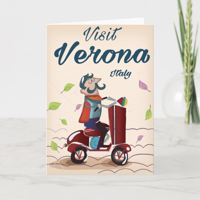Verona Italian scooter travel poster Holiday Card (Front)