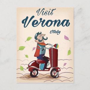 Verona Italian scooter travel poster Postcard