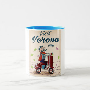 Verona Italian scooter travel poster Two-Tone Coffee Mug