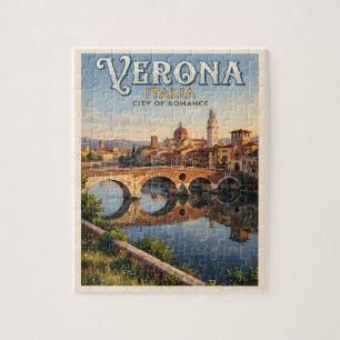 Verona Italy Adige River Vintage Travel Jigsaw Puzzle