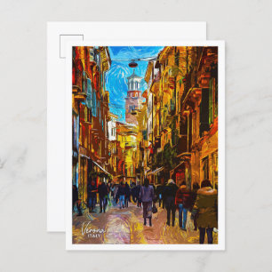 Verona Italy Beautiful Oil Paint City Postcard