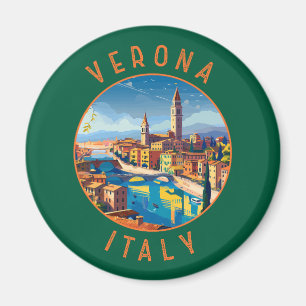Verona Italy Retro Distressed Circle Magnet