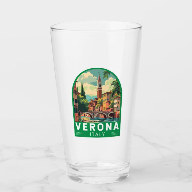 Verona Italy Travel Art Vintage Glass (Front)