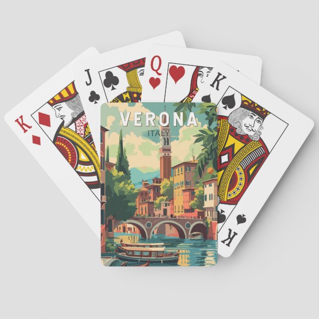 Verona Italy Travel Art Vintage Playing Cards (Back)