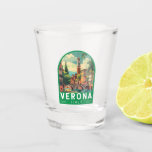 Verona Italy Travel Art Vintage Shot Glass<br><div class="desc">Verona retro vector travel design. Verona is a city in northern Italy’s Veneto region,  with a mediaeval old town built between the meandering Adige River. It’s famous for being the setting of Shakespeare’s "Romeo and Juliet."</div>