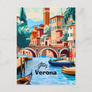 Verona Italy Travel Postcard Art, Italy Travel Pos