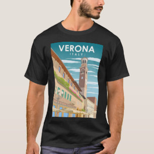 Verona Italy Vintage Minimal Retro Travel Poster T T-Shirt
