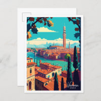 Verona Italy vintage travel illustration