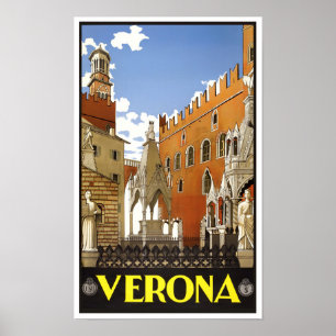 Verona Italy vintage travel Poster
