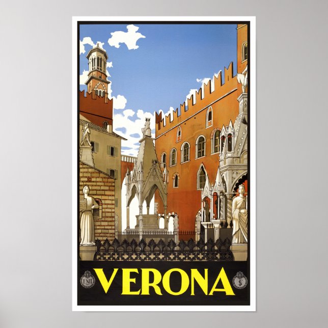 Verona Italy vintage travel Poster (Front)