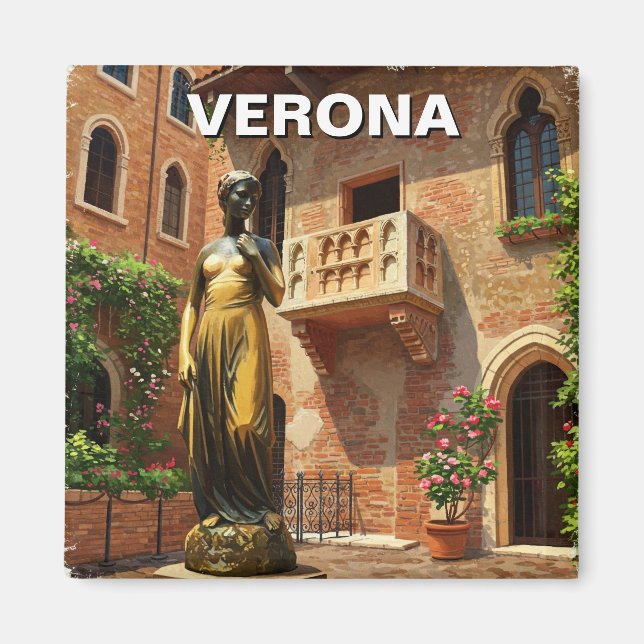 Verona Juliet Statue Balcony Italy Travel Magnet (Front)
