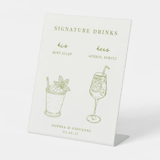 VERONA Minimalist Wedding Signature Drinks Pedestal Sign