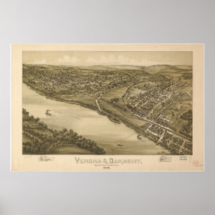 Verona - Oakmont  Penn 1896 Antique Panoramic Map Poster
