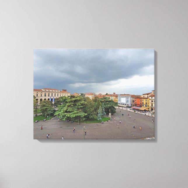 Verona Piazza Bra panoramic view canvas print (Front)