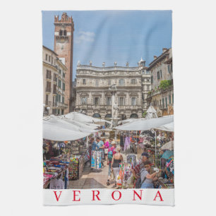 Verona Piazza Erbe view tea towel