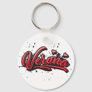 Verona red Heart Graffiti Schlüsselanhänger Key Ring