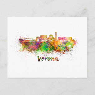 Verona skyline in watercolor postcard