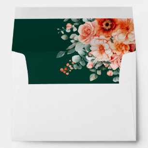 Verona Sunset Bright Orange Modern Floral Wedding Envelope