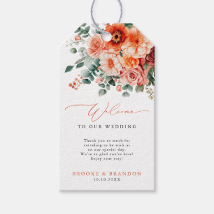 Verona Sunset Bright Orange Modern Floral Wedding Gift Tags