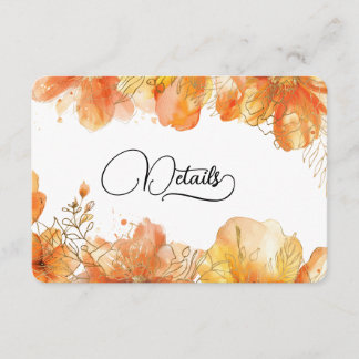 Verona Sunset Floral Gold QR Code Wedding Details  Enclosure Card