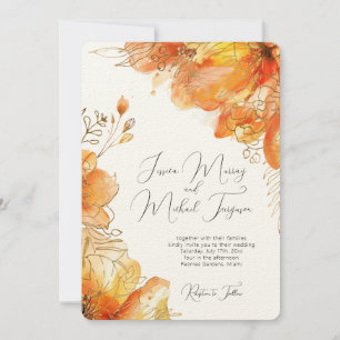 Verona Sunset Gold Floral Elegant Wedding Invitation